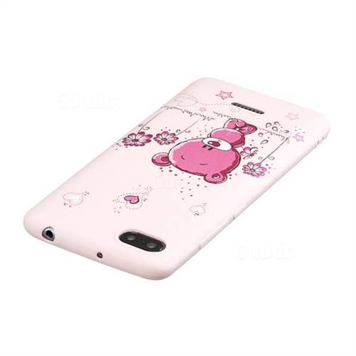 Pink Flower Bear Soft Kiss Candy Hand Strap Silicone Case for Mi Xiaomi  Redmi 6A - Back Cover - Guuds