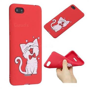 Happy Bow Cat Anti-fall Frosted Relief Soft TPU Back Cover for Mi Xiaomi Redmi 6A