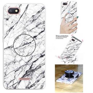 White Marble Pop Stand Holder Varnish Phone Cover for Mi Xiaomi Redmi 6A
