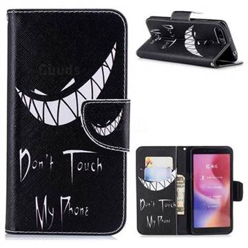 Crooked Grin Leather Wallet Case for Mi Xiaomi Redmi 6A