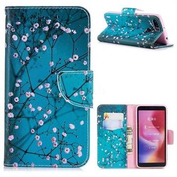 Blue Plum Leather Wallet Case for Mi Xiaomi Redmi 6A