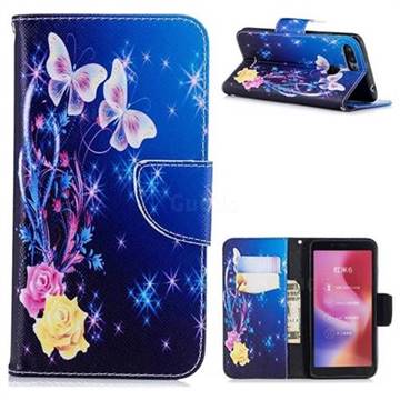 Yellow Flower Butterfly Leather Wallet Case for Mi Xiaomi Redmi 6A