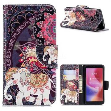 Totem Flower Elephant Leather Wallet Case for Mi Xiaomi Redmi 6A