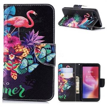 Flowers Flamingos Leather Wallet Case for Mi Xiaomi Redmi 6A