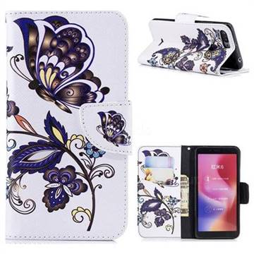 Butterflies and Flowers Leather Wallet Case for Mi Xiaomi Redmi 6A