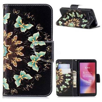 Circle Butterflies Leather Wallet Case for Mi Xiaomi Redmi 6A