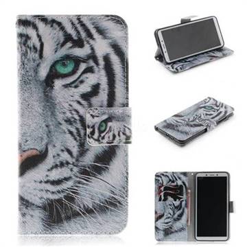 White Tiger PU Leather Wallet Case for Mi Xiaomi Redmi 6A