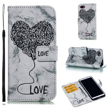 Marble Heart PU Leather Wallet Phone Case for Mi Xiaomi Redmi 6A - Black
