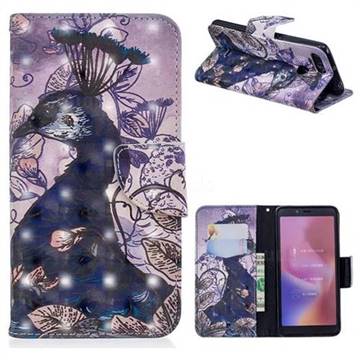 Purple Peacock 3D Painted Leather Wallet Phone Case for Mi Xiaomi Redmi 6A