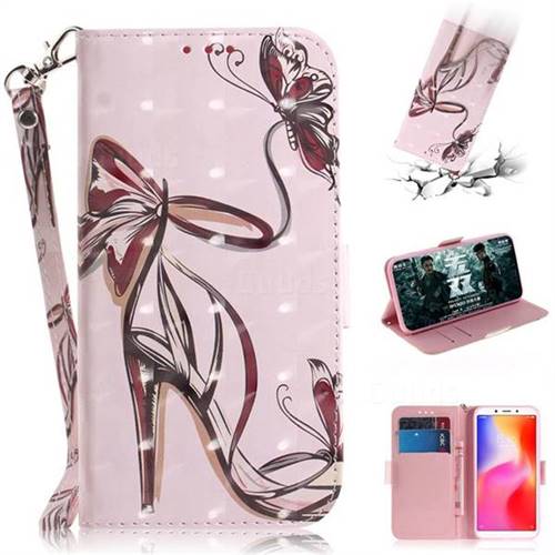 Butterfly High Heels 3D Painted Leather Wallet Phone Case for Mi Xiaomi Redmi 6A