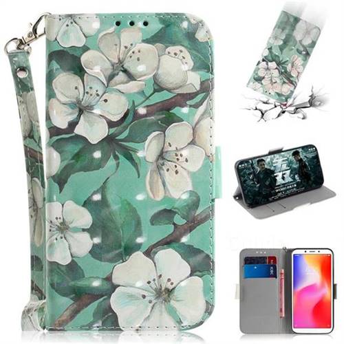 Watercolor Flower 3D Painted Leather Wallet Phone Case for Mi Xiaomi Redmi 6A