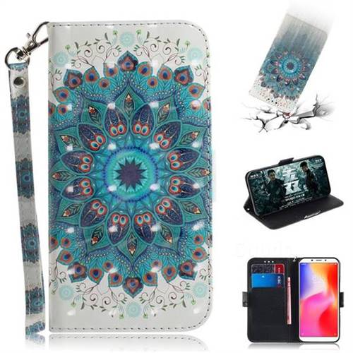 Peacock Mandala 3D Painted Leather Wallet Phone Case for Mi Xiaomi Redmi 6A