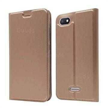Ultra Slim Card Magnetic Automatic Suction Leather Wallet Case for Mi Xiaomi Redmi 6A - Rose Gold