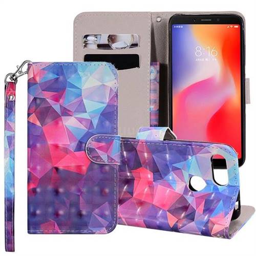 Colored Diamond 3D Painted Leather Phone Wallet Case Cover for Mi Xiaomi Redmi 6A