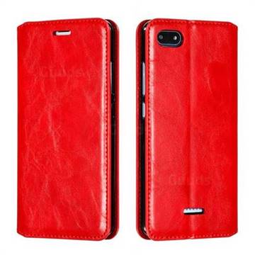Retro Slim Magnetic Crazy Horse PU Leather Wallet Case for Mi Xiaomi Redmi 6A - Red