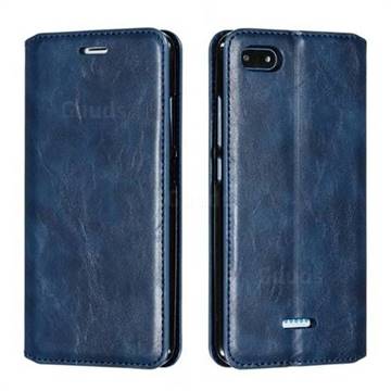 Retro Slim Magnetic Crazy Horse PU Leather Wallet Case for Mi Xiaomi Redmi 6A - Blue
