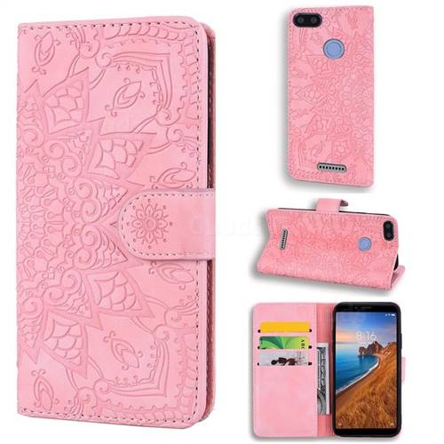 Retro Embossing Mandala Flower Leather Wallet Case for Mi Xiaomi Redmi 6A - Pink