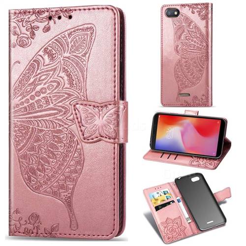 Embossing Mandala Flower Butterfly Leather Wallet Case for Mi Xiaomi Redmi 6A - Rose Gold