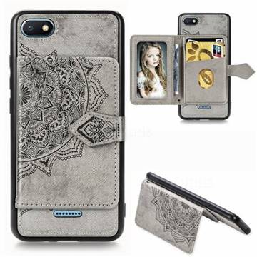 Mandala Flower Cloth Multifunction Stand Card Leather Phone Case for Mi Xiaomi Redmi 6A - Gray