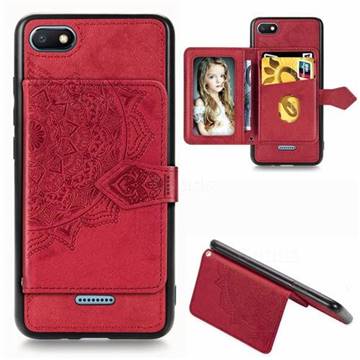 Mandala Flower Cloth Multifunction Stand Card Leather Phone Case for Mi Xiaomi Redmi 6A - Red