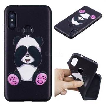 Lovely Panda 3D Embossed Relief Black Soft Back Cover for Xiaomi Mi A2 Lite (Redmi 6 Pro)