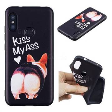 Lovely Pig Ass 3D Embossed Relief Black Soft Back Cover for Xiaomi Mi A2 Lite (Redmi 6 Pro)