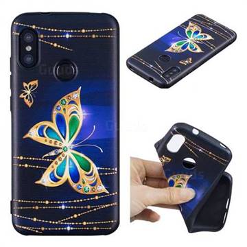 Golden Shining Butterfly 3D Embossed Relief Black Soft Back Cover for Xiaomi Mi A2 Lite (Redmi 6 Pro)