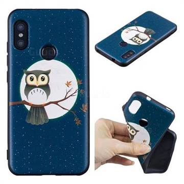 Moon and Owl 3D Embossed Relief Black Soft Back Cover for Xiaomi Mi A2 Lite (Redmi 6 Pro)