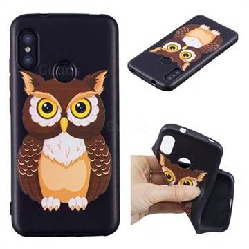 Big Owl 3D Embossed Relief Black Soft Back Cover for Xiaomi Mi A2 Lite (Redmi 6 Pro)