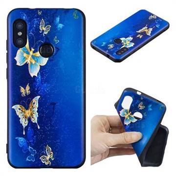 Golden Butterflies 3D Embossed Relief Black Soft Back Cover for Xiaomi Mi A2 Lite (Redmi 6 Pro)