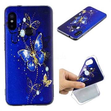 Gold and Blue Butterfly Super Clear Soft TPU Back Cover for Xiaomi Mi A2 Lite (Redmi 6 Pro)