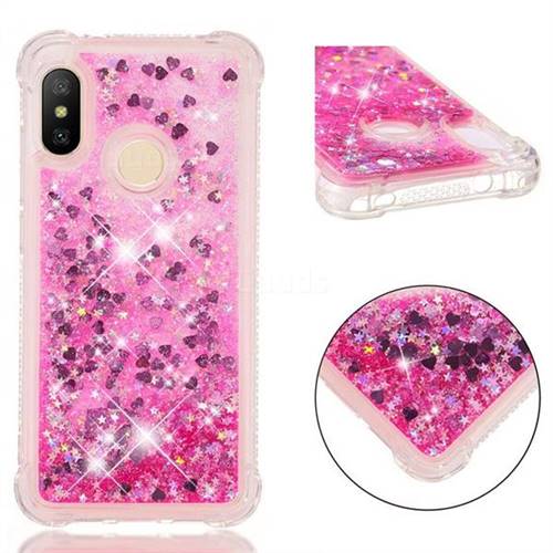 Dynamic Liquid Glitter Sand Quicksand TPU Case for Xiaomi Mi A2 Lite (Redmi 6 Pro) - Pink Love Heart
