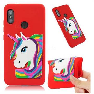 Rainbow Unicorn Soft 3D Silicone Case for Xiaomi Mi A2 Lite (Redmi 6 Pro) - Red