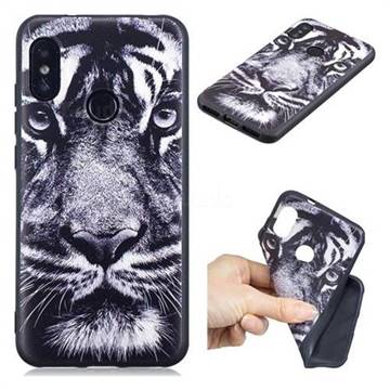 White Tiger 3D Embossed Relief Black TPU Cell Phone Back Cover for Xiaomi Mi A2 Lite (Redmi 6 Pro)