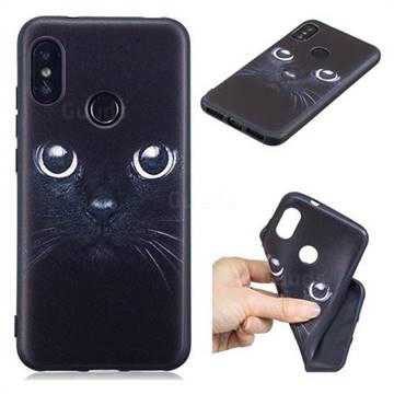 Bearded Feline 3D Embossed Relief Black TPU Cell Phone Back Cover for Xiaomi Mi A2 Lite (Redmi 6 Pro)
