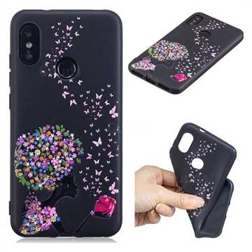 Corolla Girl 3D Embossed Relief Black TPU Cell Phone Back Cover for Xiaomi Mi A2 Lite (Redmi 6 Pro)