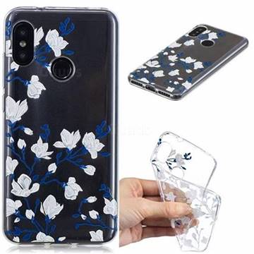 Magnolia Flower Clear Varnish Soft Phone Back Cover for Xiaomi Mi A2 Lite (Redmi 6 Pro)