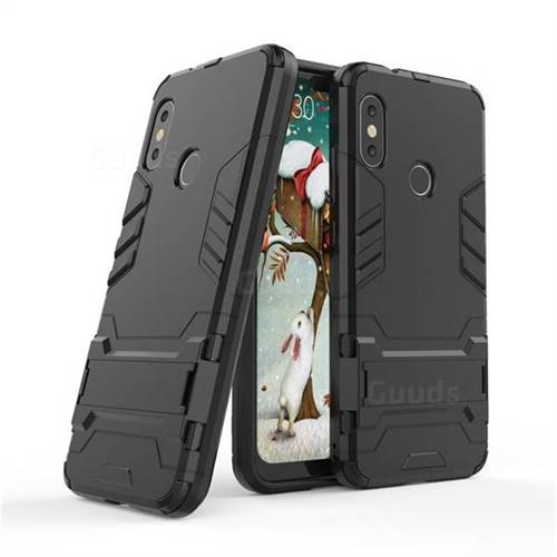Armor Premium Tactical Grip Kickstand Shockproof Dual Layer Rugged Hard Cover for Xiaomi Mi A2 Lite (Redmi 6 Pro) - Black