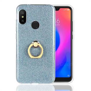 Luxury Soft TPU Glitter Back Ring Cover with 360 Rotate Finger Holder Buckle for Xiaomi Mi A2 Lite (Redmi 6 Pro) - Blue