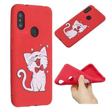 Happy Bow Cat Anti-fall Frosted Relief Soft TPU Back Cover for Xiaomi Mi A2 Lite (Redmi 6 Pro)