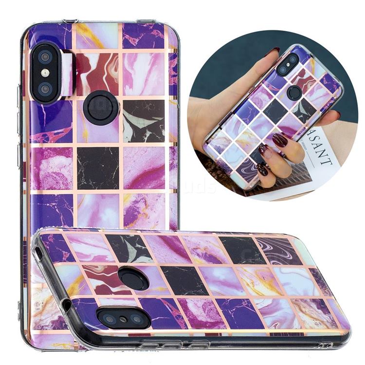 Square Puzzle Painted Marble Electroplating Protective Case for Xiaomi Mi A2 Lite (Redmi 6 Pro)