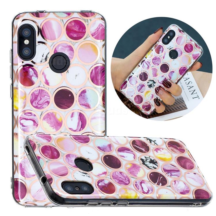 Round Puzzle Painted Marble Electroplating Protective Case for Xiaomi Mi A2 Lite (Redmi 6 Pro)