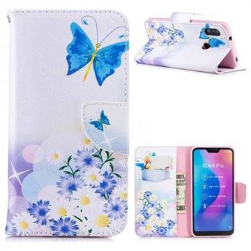 Butterflies Flowers Leather Wallet Case for Xiaomi Mi A2 Lite (Redmi 6 Pro)