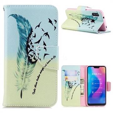 Feather Bird Leather Wallet Case for Xiaomi Mi A2 Lite (Redmi 6 Pro)