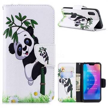 Bamboo Panda Leather Wallet Case for Xiaomi Mi A2 Lite (Redmi 6 Pro)