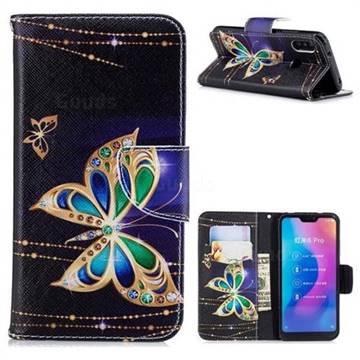 Golden Shining Butterfly Leather Wallet Case for Xiaomi Mi A2 Lite (Redmi 6 Pro)