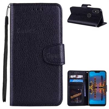 Litchi Pattern PU Leather Wallet Case for Xiaomi Mi A2 Lite (Redmi 6 Pro) - Black