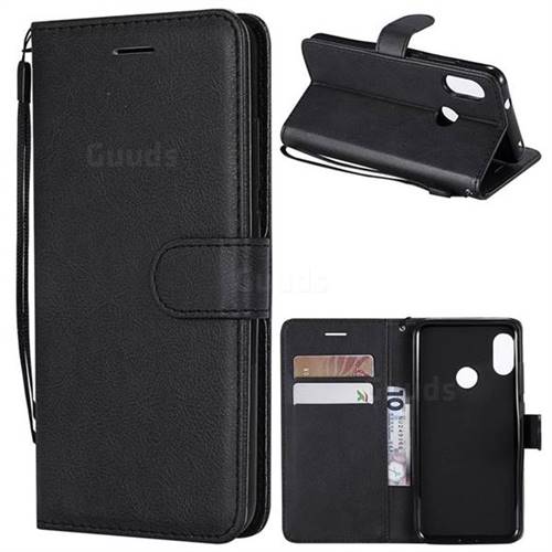 Retro Greek Classic Smooth PU Leather Wallet Phone Case for Xiaomi Mi A2 Lite (Redmi 6 Pro) - Black