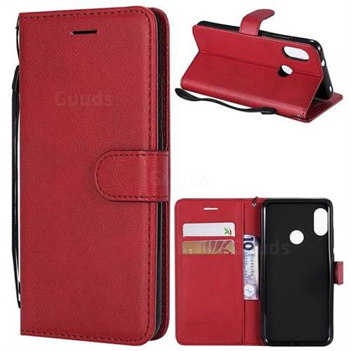 Retro Greek Classic Smooth PU Leather Wallet Phone Case for Xiaomi Mi A2 Lite (Redmi 6 Pro) - Red