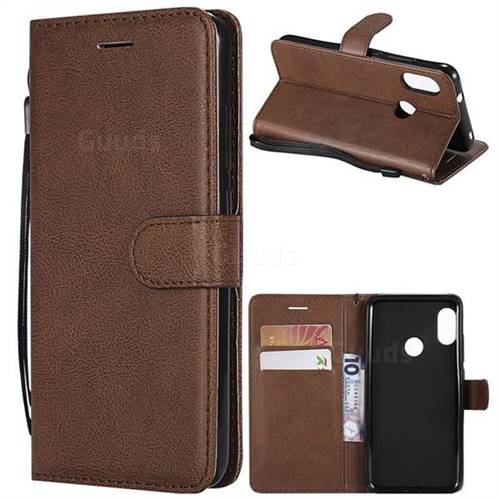 Retro Greek Classic Smooth PU Leather Wallet Phone Case for Xiaomi Mi A2 Lite (Redmi 6 Pro) - Brown